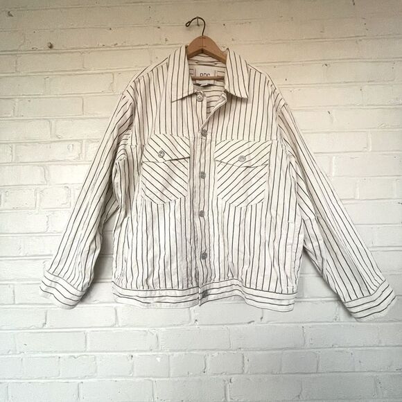 BDG Relaxed Fit Canvas Stripe Trucker Jacket L - Picture 1 of 5